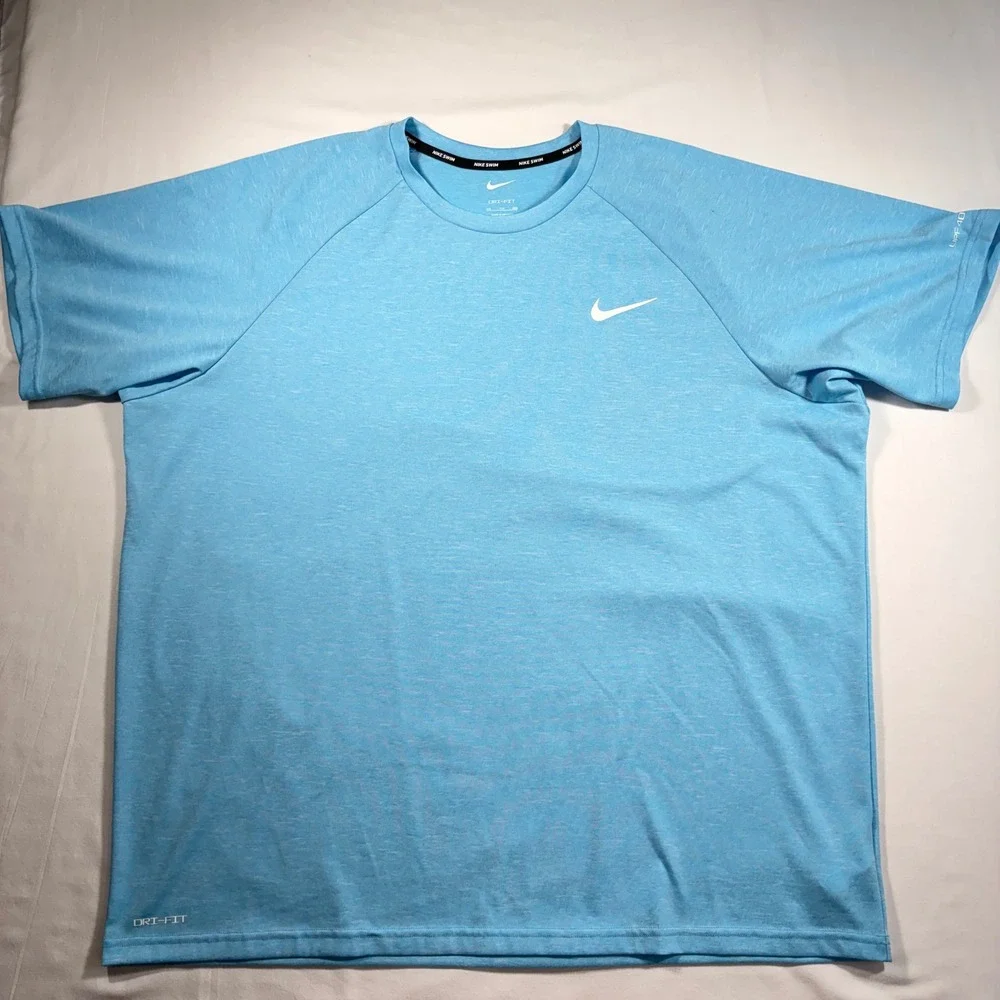 Nike Swim Mens XXL Dri-FIT Performance Blue UPF 40+ Short Sleeve Swim Shirt